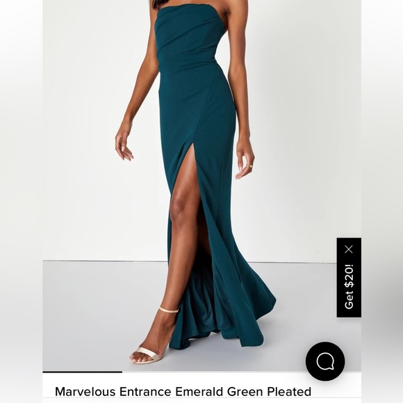 Elegant Emerald Strapless Dress - Picture 1 of 7